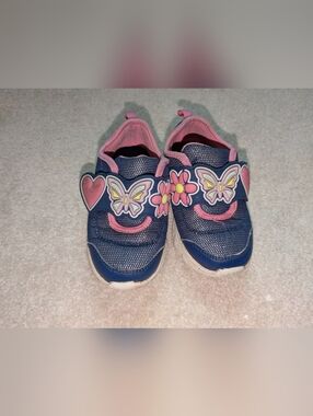Carter's Navy And Blue Butterfly Girls Light Up Shoes Size 7